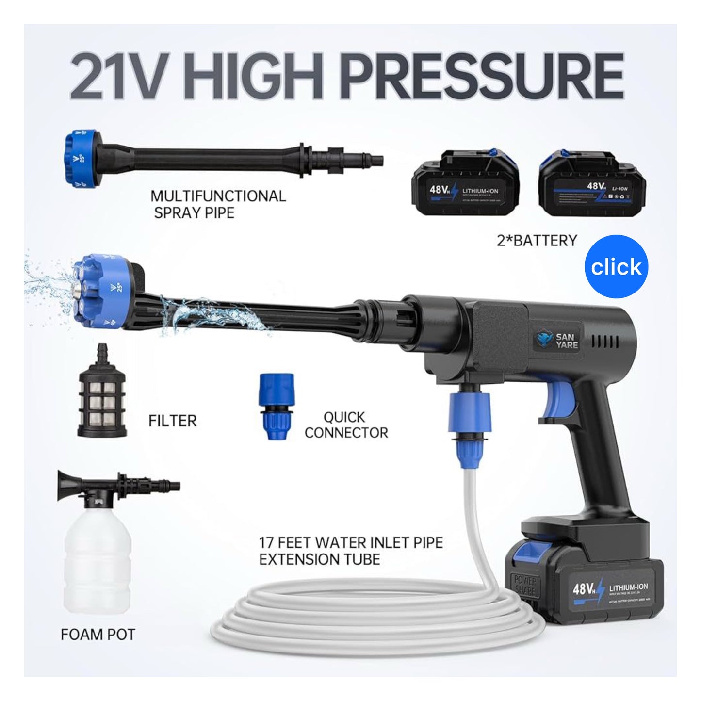 HIDROLAVADORA RECARGABLE 1200 PSI 2 BATERÍAS ALTA CALIDAD