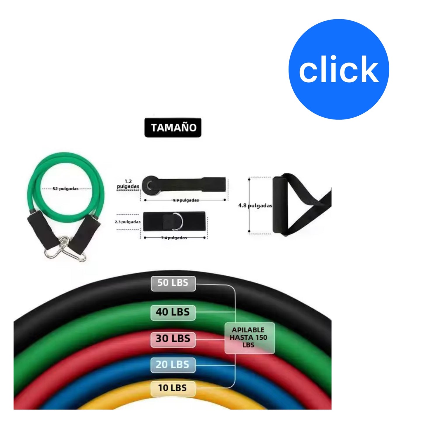 JUEGO BANDAS DE RESISTENCIA 12 PIEZAS