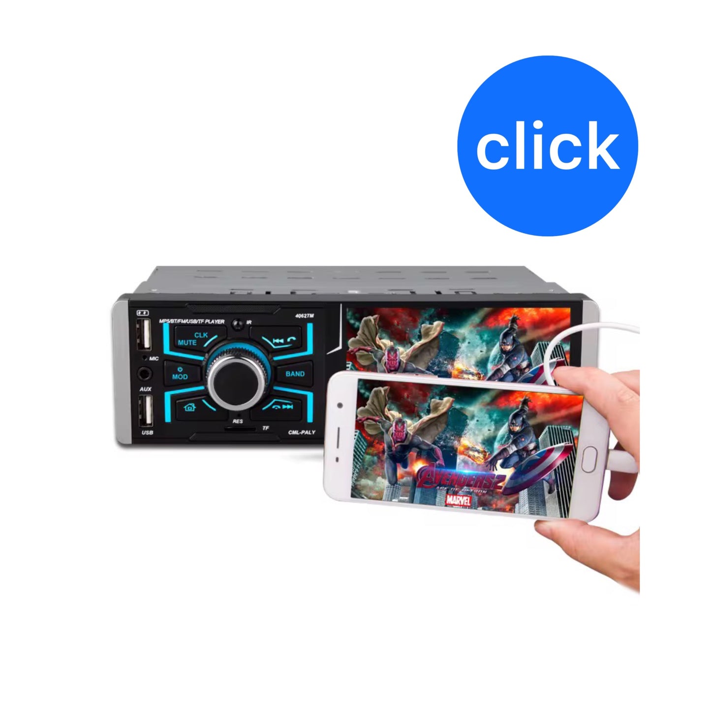 RADIO PANTALLA REPRODUCTOR DE VIDEO BLUETOOTH USB CON CÁMARA DE RETROCESO