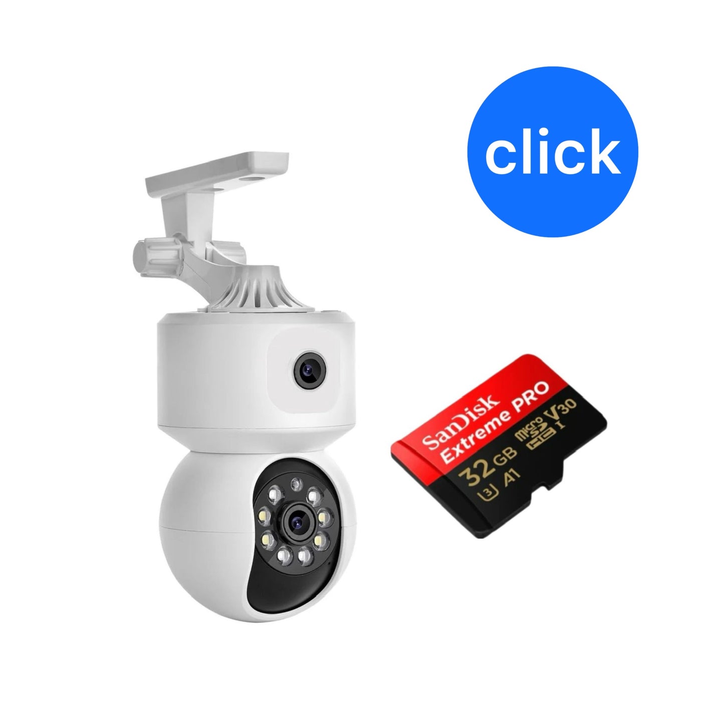 CÁMARA DE SEGURIDAD WIFI DOBLE LENTE CON MEMORIA GRATIS