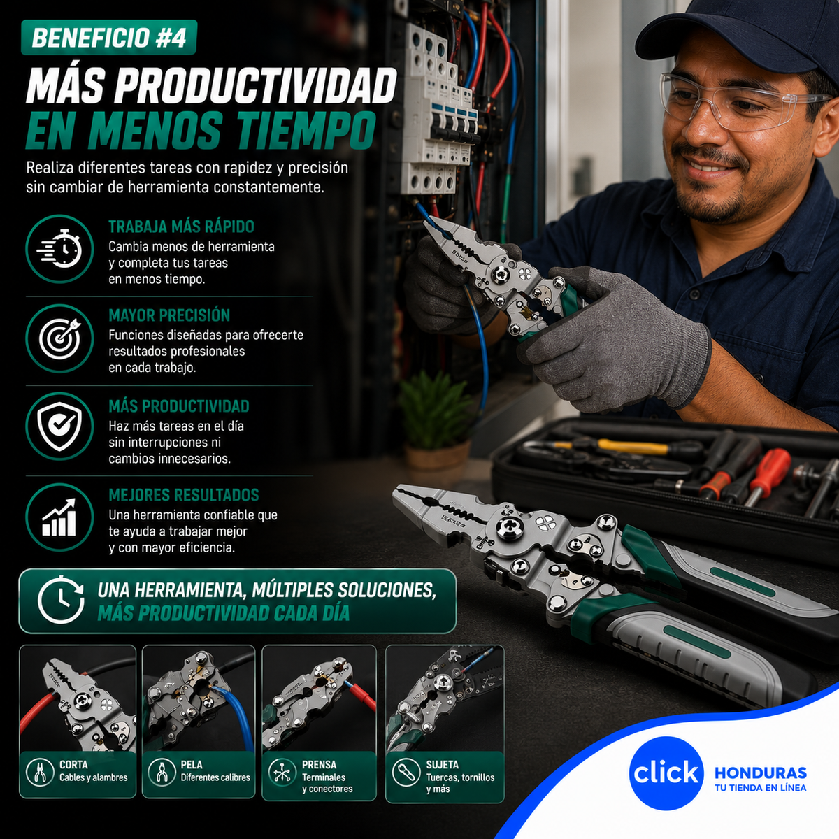 ALICATE UNIVERSAL PARA ELECTRICISTA TENAZA CORTADORA DE CABLE