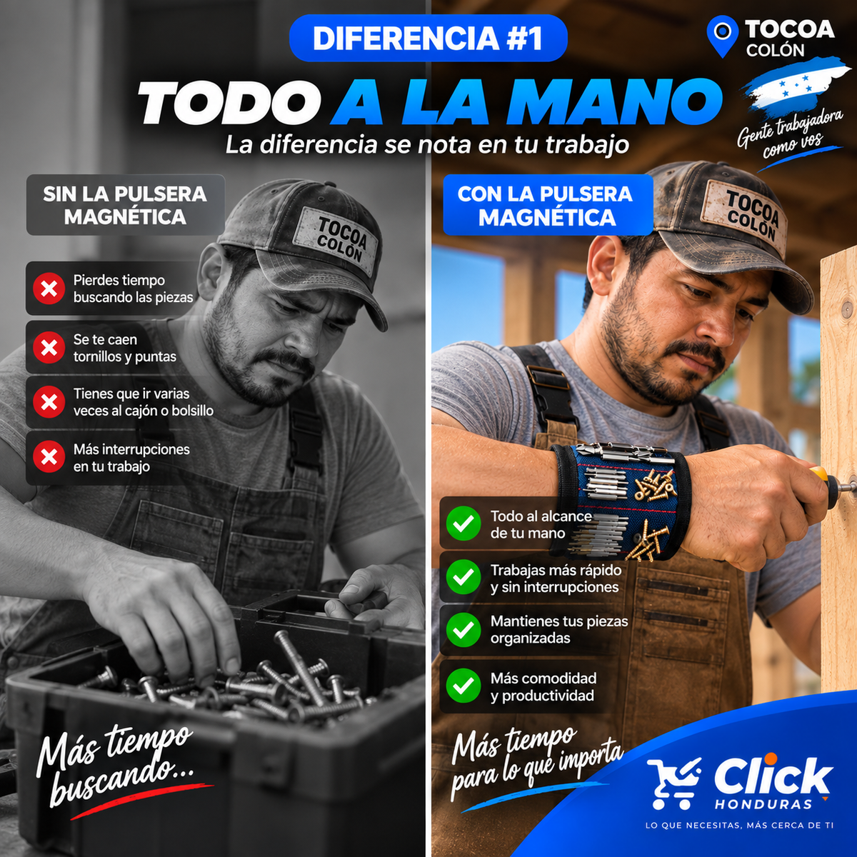 PULSERA MAGNÉTICA PARA HERRAMIENTAS | LLEVA TORNILLOS Y PUNTAS SIEMPRE A LA MANO