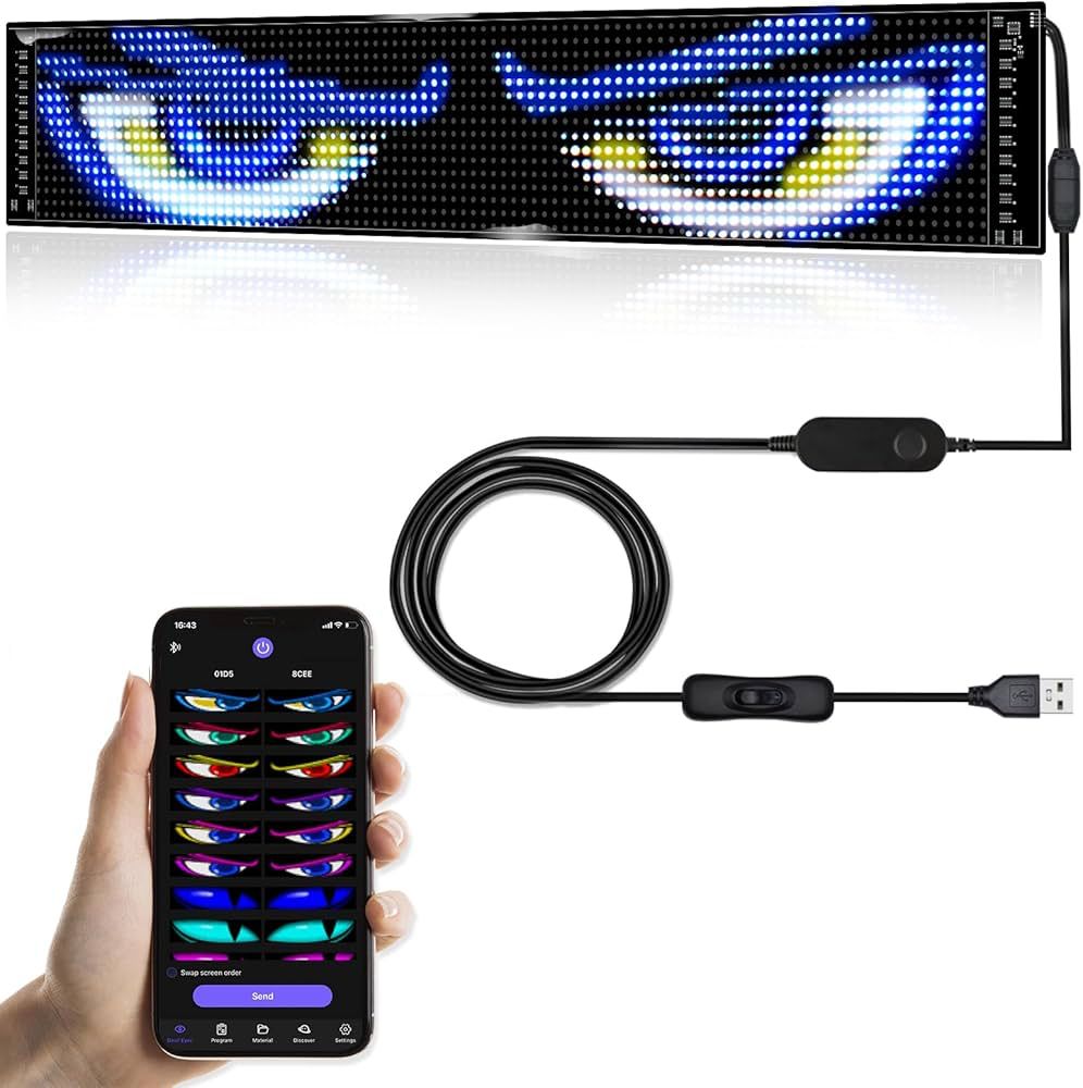 RÓTULO LED CON OJOS PARA CARRO PAQUETE DE 2