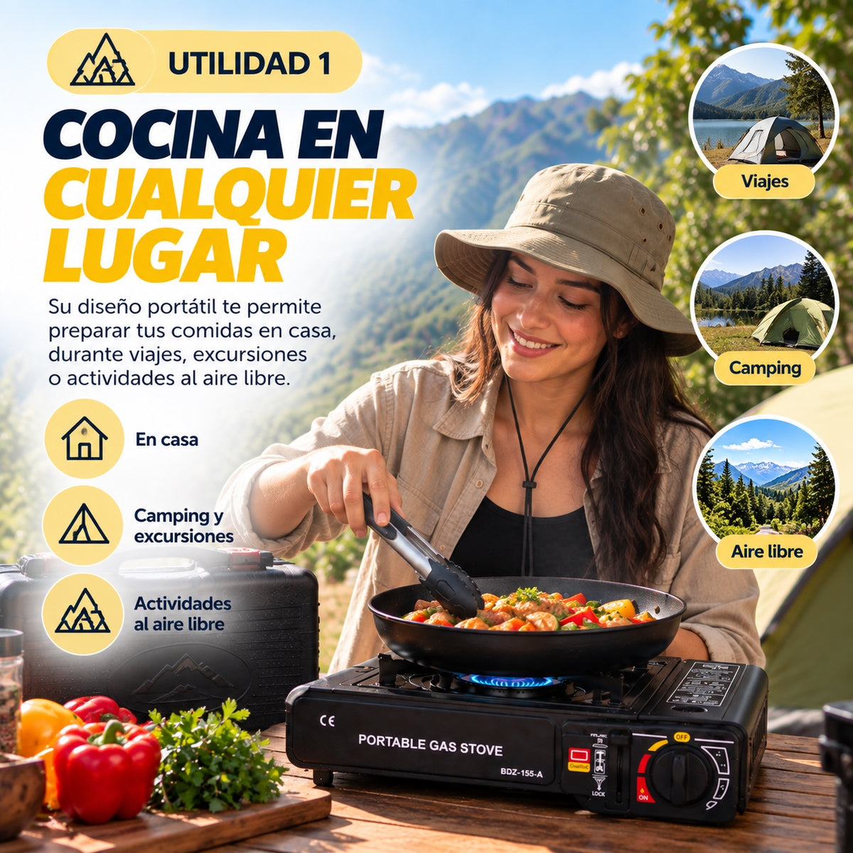 ESTUFA DE GAS DE 1 QUEMADOR PROTATIL CON ESTUCHE