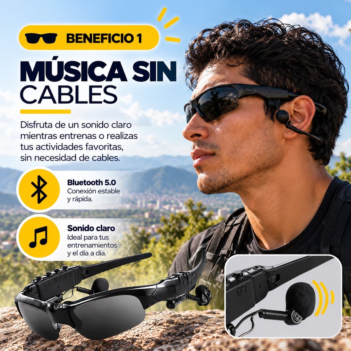 GAFAS PARA SOL BLUETOOTH  5.0 CON AUDIFONOS INTEGRADOS