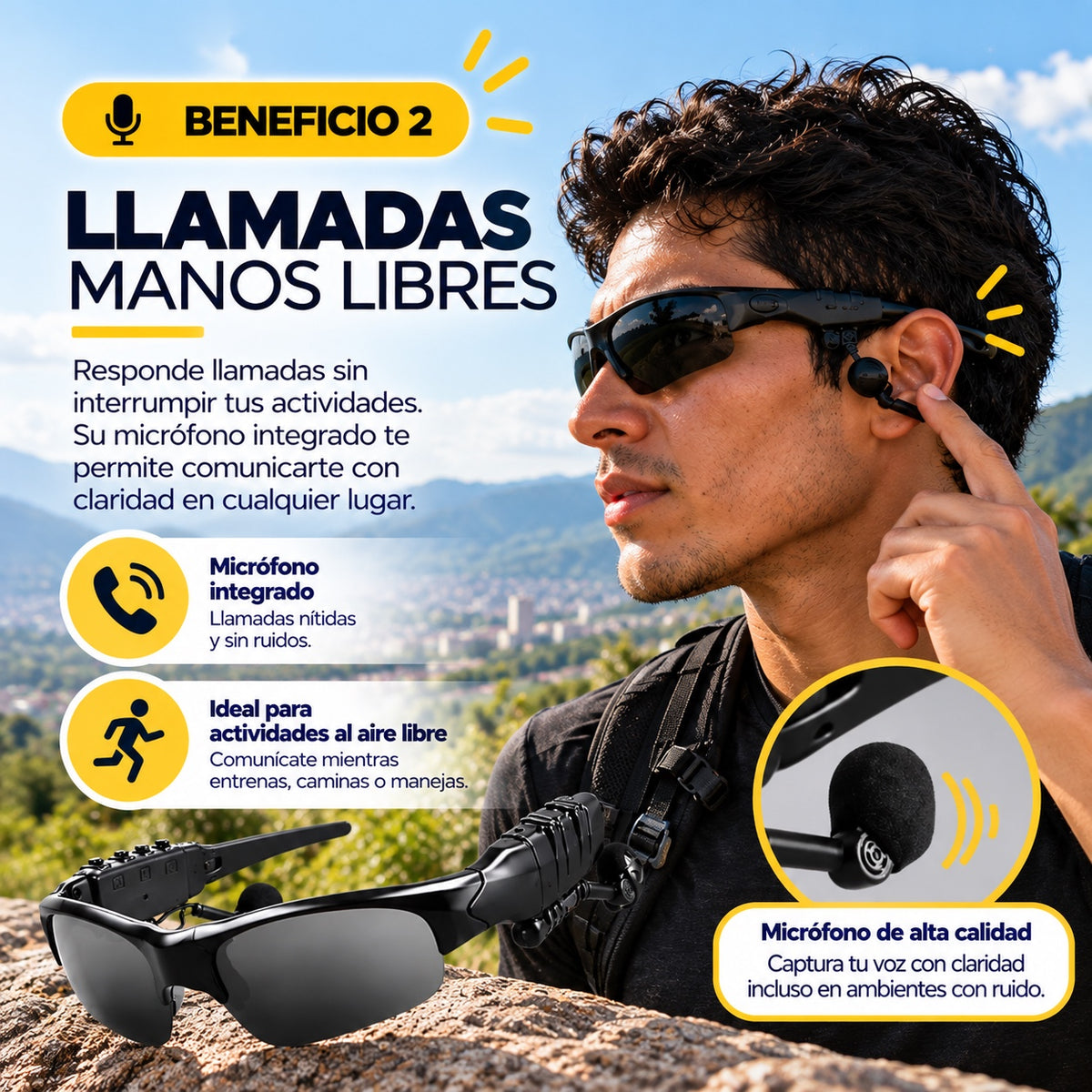 GAFAS PARA SOL BLUETOOTH  5.0 CON AUDIFONOS INTEGRADOS