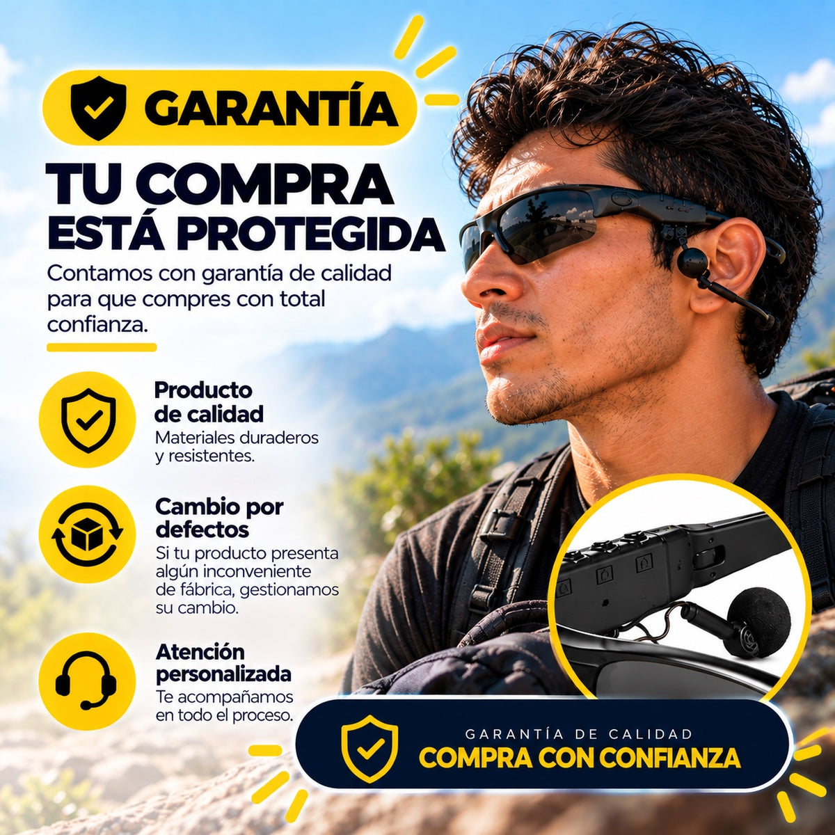 GAFAS PARA SOL BLUETOOTH  5.0 CON AUDIFONOS INTEGRADOS