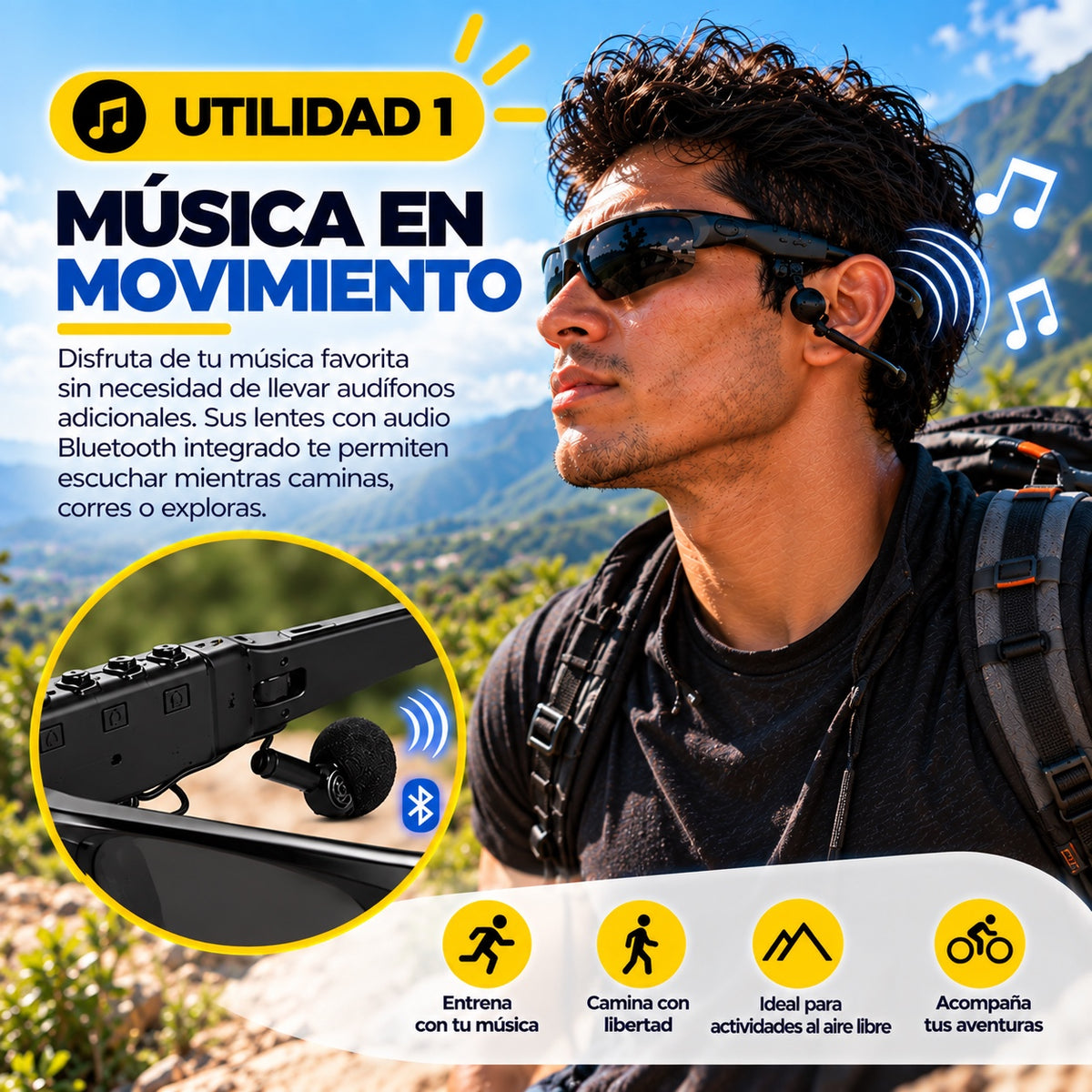 GAFAS PARA SOL BLUETOOTH  5.0 CON AUDIFONOS INTEGRADOS
